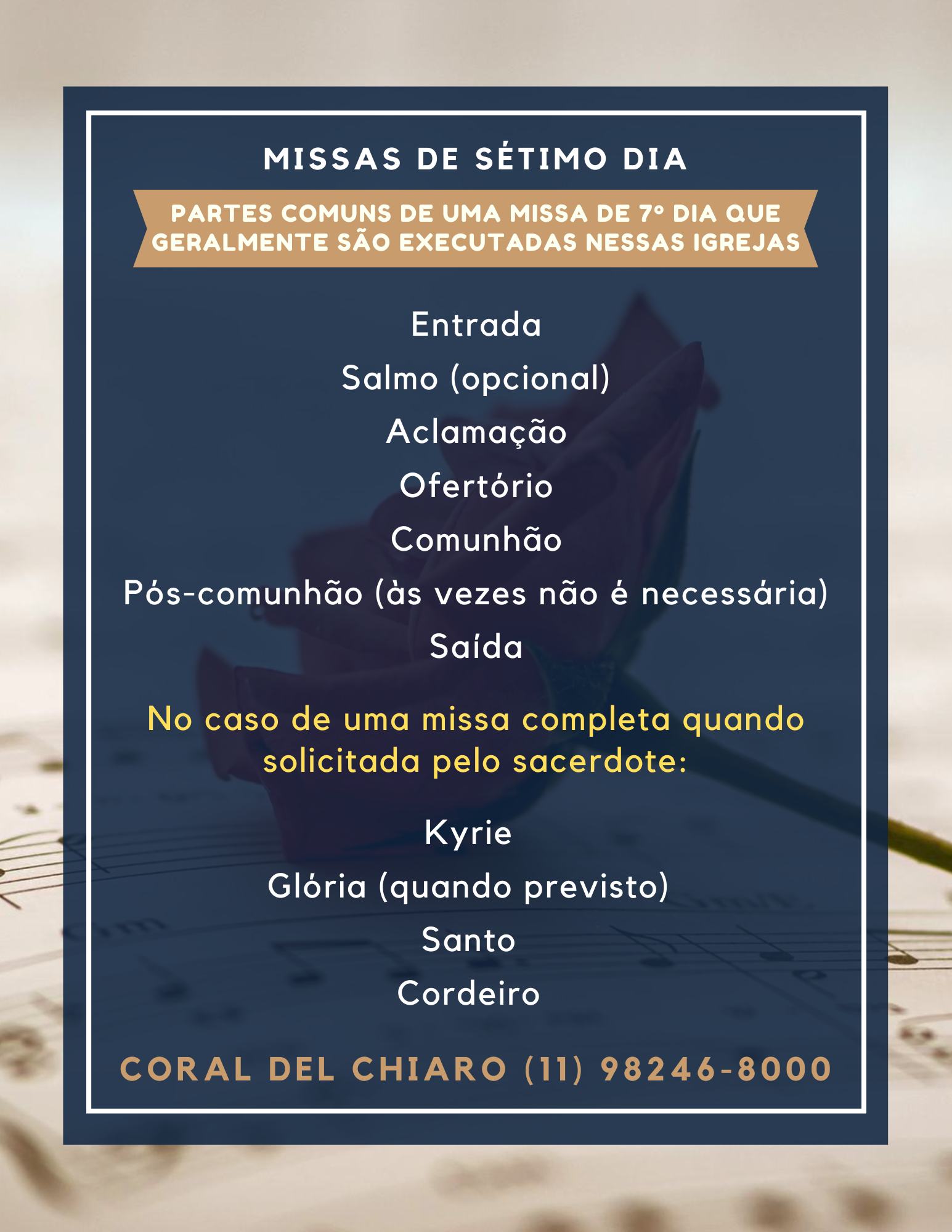 Coral para missas de sétimo dia em igrejas católicas - Coral Del Chiaro